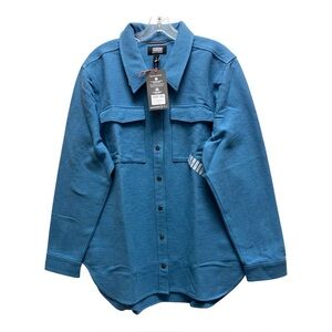 Duluth Trading Women’s Crosshaul Oversized Blue Snap Front Shirt Sz Xl New